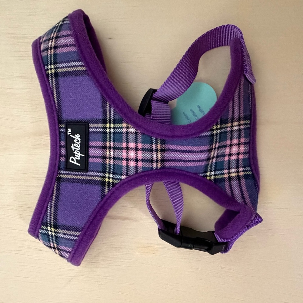 NWT Puptech Purple Plaid Pet Harness. Size Medium